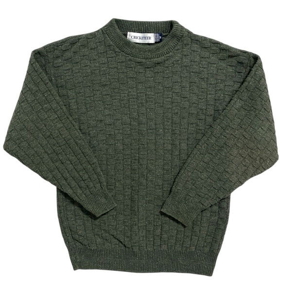 CRICKETEER Green Sweater Made in USA 100% Cotton Hand Framed Men’s Medium - Picture 1 of 7